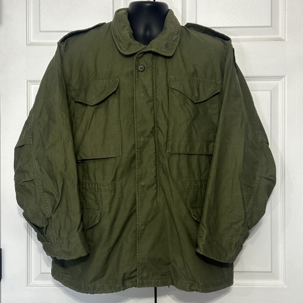 Vintage US Army M-65 Field Jacket Military‎ Medium Olive Green Vietnam Medic